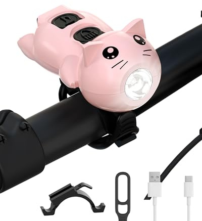 Gofimyee Lampe pour trottinette électrique, recharge USB, voyant LED avec haut-parleur, 3 modes d'éclairage, étanche, adaptée aux trottinettes et poussettes, rose