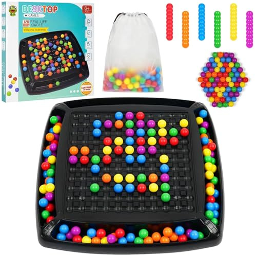 Tablero de Ajedrez Intelectual Doble Duelo, 120 Bolas de Juego de Mesa, Bola de Arco Iris Eliminación, Juego de Mesa de Ajedrez, Juego de Estrategia, Juego de Tablero de Ajedrez, Bolas de Colores