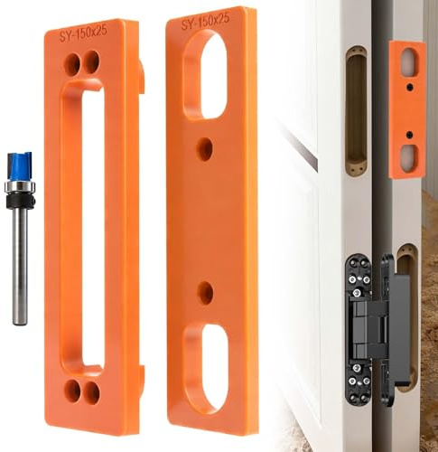 Hidden Door Hinge Jig, Hidden Hinge Mortiser Template, Concealed Hinge Jig, Resistance to Deformation Lightweight, Reusable Design (2, Yellow Grooving Jig, 6 inch)