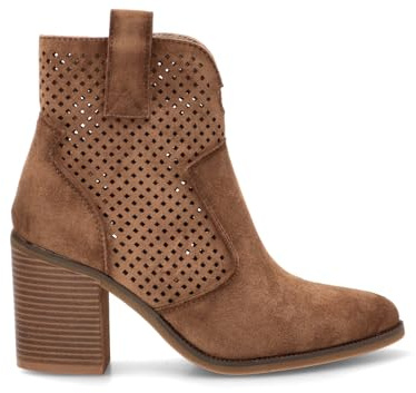 Etika Botines de Tacón Alto para Mujer, Diseño Calado de Entretiempo con Caña Corta y Cremallera, 31127 Camel - 40