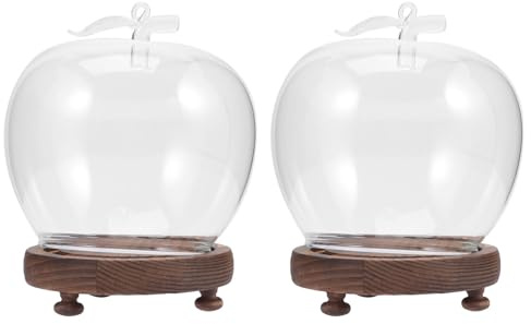 Gatuida Lot de 2 Dômes en Verre Transparent Grand Format avec Socle en Bois LED Rétroéclairé – Cloche D’Exposition Anti-poussière pour Figurines, Décoration Intérieure et