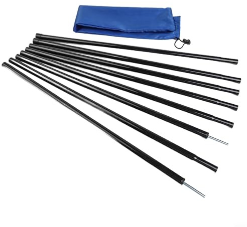 Glomc 2Pcs Iron Canopy Support Rods, Adjustable Tent Poles For Sun Shelter Tarp, 4-Sector Extendable Camping Awning Accessories With Carry Bag Included(Black)