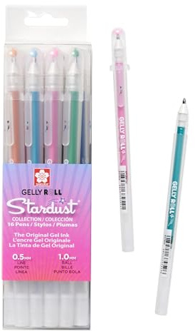 SAKURA 57913 16-Piece Gelly Roll Stardust Assorted Colors Cube Collection Glitter Pen Set