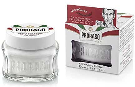 Proraso | Crème avant-rasage pour peaux sensibles (pot de 100 ml) – Crème de pré-rasage adoucissante aux extraits d'avoine et de thé vert – Fabriquée en Italie