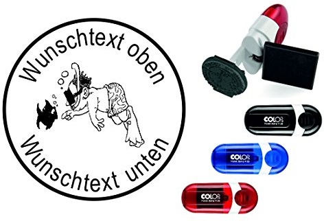 Taucherstempel « TAUCHER 04 » mit persönlichem Namen & Tauchspruch - Abdruckgröße ca. Ø 24 mm - Tauchen Diving - Stempel für Logbuch