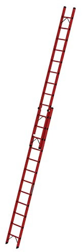 Vollkunststoff-Schiebe-Seilzugleiter,2-teilig, 2 x 12 Sprossen Arbeitshöhe bis ca. 7,40 m