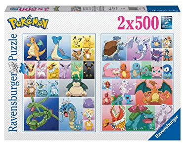 Ravensburger - Pokémon Puzzle für Erwachsene, 2 Puzzles mit 500 Teilen, Geschenkidee für Sie oder Ihn, Brettspiel, 49 x 36 cm