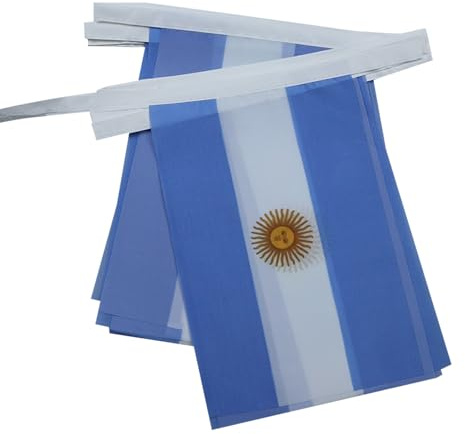 AZ FLAG Festone Argentina 6 m 20 bandiere Poliestere Leggero 21x15 cm | Uso interno ed esterno ghirlanda di bandiere bandiere cucite su nastro rinforzato