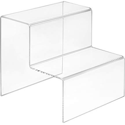 Zeigis - Dekotreppe 2-Stufig 150x150x150mm, glasklares Acrylglas | 75mm Stufentiefe / UV-beständiges Material - für Sammelfiguren, Waren oder Kosmetik in Vitrine und Regal