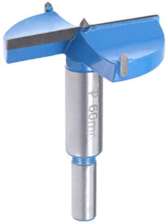 sourcing map Forstner Drill Bits 60mm, Tungsten Carbide Wood Hole Saw Auger Opener Woodworking Hinge Hole Drilling Boring Bit Cutter (Blue, Gray)