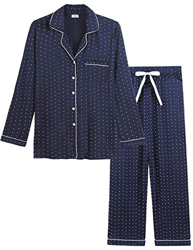Amorbella Women's Cooling Bamboo Viscose Pajama Set Long Sleeve Button Front