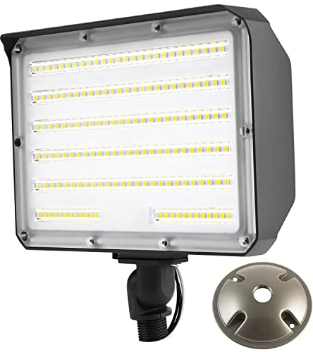 Dusk to Dawn Outdoor 100W LED Flood Light with Knuckle (Plate Included), 14000LM 1000W Equiv., 100-277V 5000K,ETL Commercial LED Floodlight Fixture, Outdoor Security Lighting for Landscape,Parking Lot
