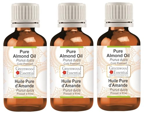 Greenwood Essential Naturreine Mandelöl (Prunus dulcis) Kaltgepresst 100ml X 3 (10 oz)