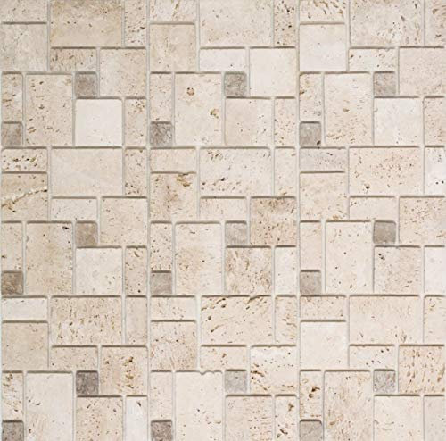 Mosaikfliese selbstklebend Travertin Naturstein beige Kombination Travertin beige MOS200-4CM14_f