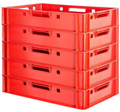 5x Boucher Caisse Viande Caisse Eurofleischkiste Rouge Caisse Empilement Plastique Kingpower