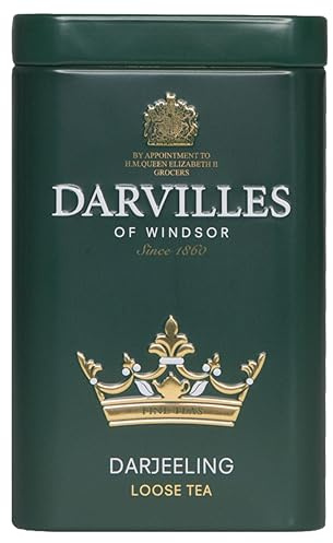 DARVILLES of WINDSOR - 100g Tin of DARJEELING Loose Leaf Black Tea - Importers, Blenders & Packers of Fine Teas & Infusions since 1860 - (1 x 100g Caddy Tin)
