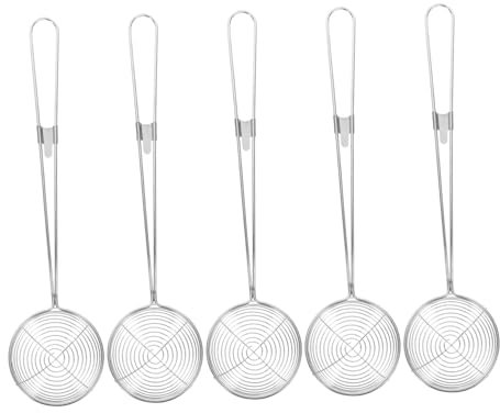 Cabilock 5st Sieb Pasta Nudel Saft Skimmer Schöpfkelle Fettlöffel Kleiner Schaumlöffel Mini Skimmer L?ffel Geschlitzte Pfanne Geschlitzter Löffel Schaufel Tee Rostfreier Stahl Küchenlöffel