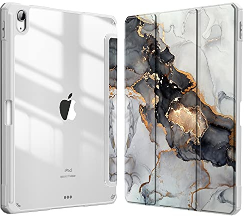 Fintie Hybrid Hülle für iPad Air 11 Zoll, iPad Air 5./4. Generation 10,9 | Schlankes stoßfestes Schutzhülle mit Stifthalter, Transparente Hartschale, Standfunktion für Tippen & Ansehen, Trüber Marmor