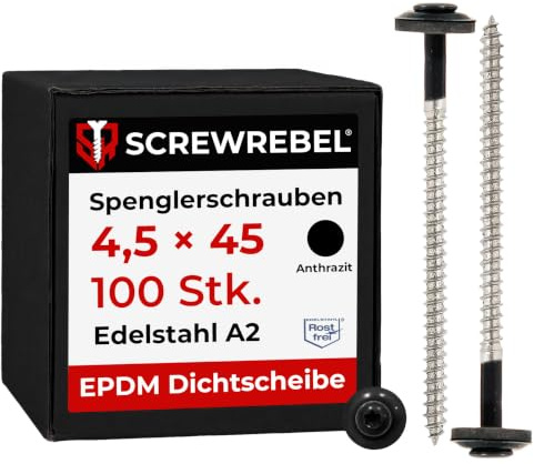Spenglerschrauben Edelstahl A2 mit EPDM-Dichtscheibe - TX20, 100 Stück (4.5 x 45 mm - anthrazit - 100 Stück)