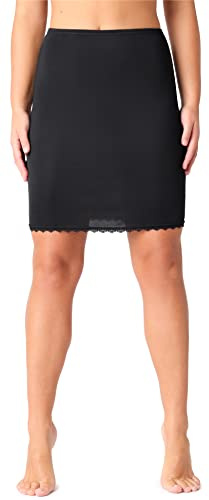 Bellivalini Dam Underklänning med Spets Underkjole Kvinna Petticoat Slip BLV50-257 (Svart, XXL)