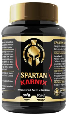 JNUTRITION Spartan Karnix Acetil L-carnitina con capsula vegetale 1grammo di altissima qualità, tocco di estratto di pepe nero, per il metabolismo lipidico (90)