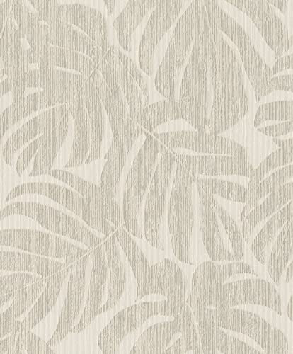 Rasch Papier peint intissé beige avec feuilles de palmier, feuilles, motif végétal 653106