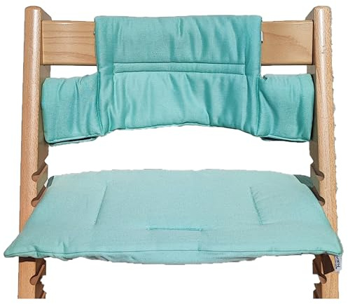Shabany® Coussin d'assise pour chaise haute 100 % coton bio - Housse de siège classique - 2 pièces - Convient pour chaise haute Stokke Tripp Trapp - Lavable en machine - Fixation facile