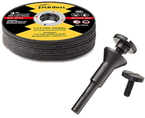 Panlen 3inch 10 Pack Die Grinder Cutting Disc and Mounting Mandrel Kit 1/4 3/8 Arbor