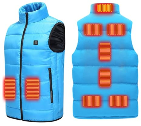 Gilet Chauffant électrique USB Homme Femmes avec 9 Zones de Chauffé Chauffante Veste Contrôle Unique et 3 Températures Réglables Vêtements Chauffants Sans Manches Lavable pour Extérieur Moto Chasse