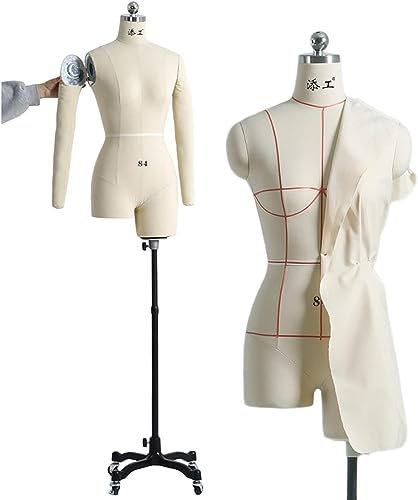 schneiderpuppe Weiblich Schaufensterpuppe mit Armen und Rollsockel, Pinnbare Nähpuppe Frau zum Nähen von Kleidung for Clothing Shop Dresses ( Size : XXL-88 )