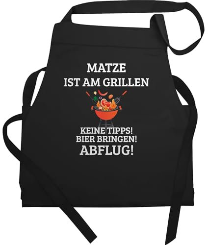 Schürze - Grillschürze - Ist am Grillen mit Namen - Geschenk Vatertag Grill Lustig - 60x87 - Schwarz - lustige personalisierte