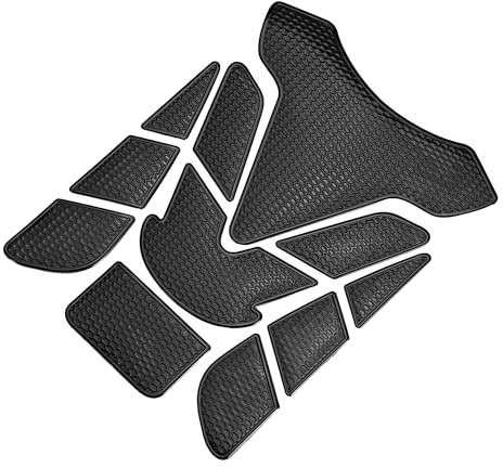 A ABSOPRO Adesivo Universale Per Serbatoio Moto 3D Nero 1 Pezzo PVC Gomma | Dimensioni: 19.5x14.3cm (7.68''x5.63'') - Protegge Da Usura, Graffi E Polvere - Applicare Su Superficie Pulita.