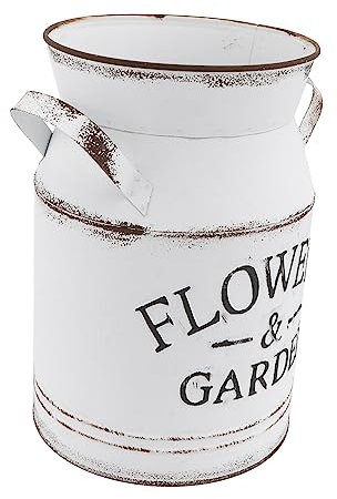 Ciieeo Metal Flower Arrangement Vase Small Retro Flower Pot with White Letter Pattern Kettle Desktop Ornament for Office and Home Decor