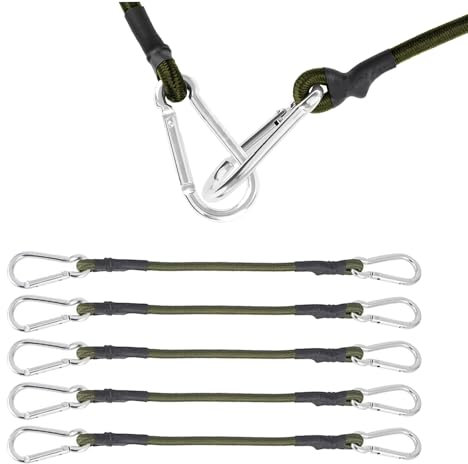 5 Stück Spanngummi mit Karabiner, 30 cm Spanngurte, Expander, Gummispanner, für Sonnensegel, Tarps, Camping, Gepäck Schwarz