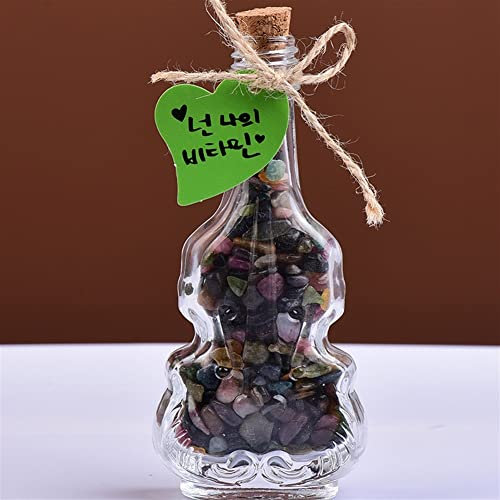 CZAOINCU Home Collections Balance Natural Crystal Gravel Install in Simple Violin Glass Bottle Rock Chips Tumbled Stone Home Decor Gifts Home Decoration (Color : Gravel Glass Bottle)
