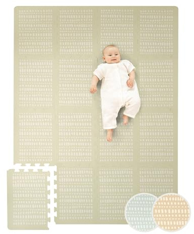 Tapis Puzzle stylé bébé 1,7 x 1,2 m Gris Hygge – 16 Dalles XL avec Bords, épais & Doux, sans substances nocives, inodore, Facile d'entretien, Emballage sans Plastique.