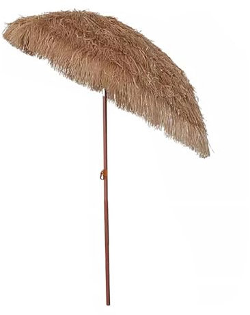 Sonnenschirm Terrasse mit Ständer Stroh Strandschirm Balkonschirm Neigbar und Höhenverstellbar Geeignet für Terrasse Garten Strand und Pool(Color:Natural A,Size:280CM)
