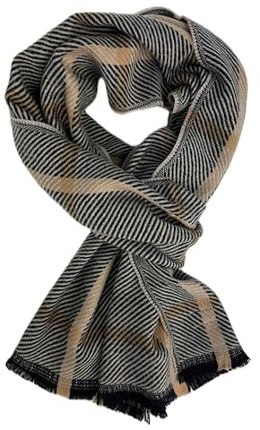 Rotfuchs Wollschal Herrenschal Winterschal warm angenehm weich Wolle Karo in beige Made in Germany