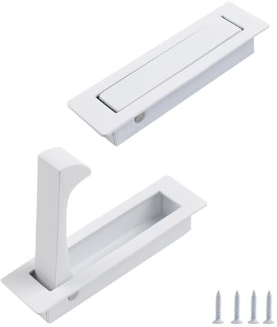 UFURMATE Lot de 2 poignées de porte encastrées en acier inoxydable 304 brossé pour placard (blanc)