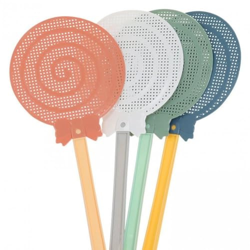 Ymxygz Tapette À Mouche À Long Manche en Forme De Sucette, en Plastique Coloré, Manuel, Lutte Antiparasitaire pour Moustiques D'intérieur, Guêpes, Insectes, 4 Pièces/Ensemble
