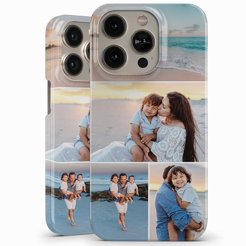 AIGAT Personalisierte Handyhülle für iPhone 16 - Vollständiges Druckdesign Benutzerdefinierter Fotodruck Robuste Schutzhülle - Ihr Design Hier | 4 Fotos