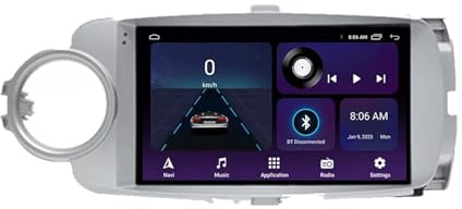 9 inch Android 13 Double Din car radio with Bluetooth hands-free system FM radio rear view camera USB steering wheel control For Toyota Yaris 2012-2017 sat nav car screen(6+128G)