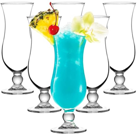 binsakao Hurricane Lot de 6 verres à cocktail Pina Colada transparents de 414 ml pour jus, bière corsée, boissons tropicales, eau, boissons