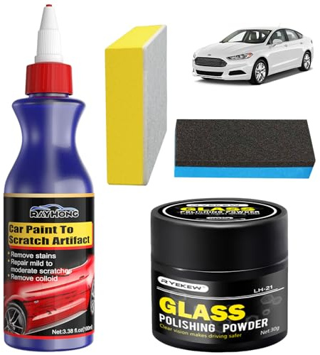 Auto Rimuovi Graffi, Polvere per Lucidatura di Vetro, Riparazione Graffi Aauto, Rimozione Graffi Parabrezza, Lucidante per vetri, per Riparazione Auto, Pulizia Rimozione Graffi