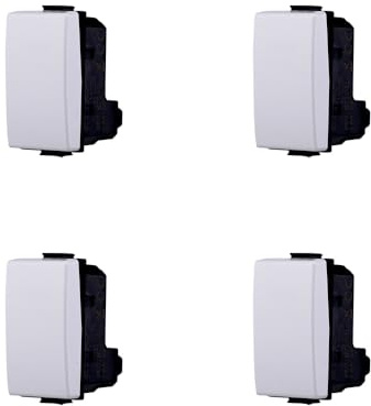 Elektronova Interruttore Unipolare 1P 16A, Compatibile Bticino Matix, 1 Modulo, Colore Bianco - Confezione 4 pezzi