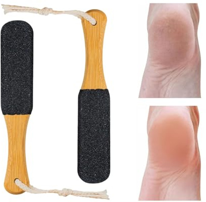 Limpiador de pies, removedor de callos, herramienta de escofina de madera de doble cara, suaviza la piel seca y los talones, perfecto para la rutina diaria de spa, hogar, 8.86 x 1.69 pulgadas, color