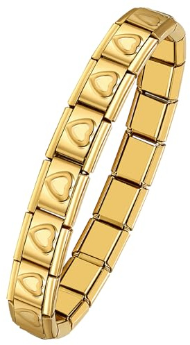 OIDEA Pulsera Italiana Charm Unisex: Brazalete Módulos Italiano de Acero Inoxidable para Mujer Hombre - Regalos