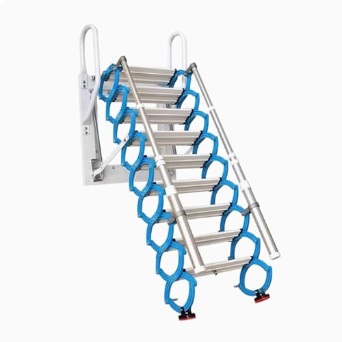 PUZYI Bodentreppe Faltbare Dachbodentreppe Lofttreppe Wandmontage Loftleiter Dachbodenleiter Teleskopleiter Deckentreppe Manuell Mit Handläufen Loftleiter(3.6-3.8m)