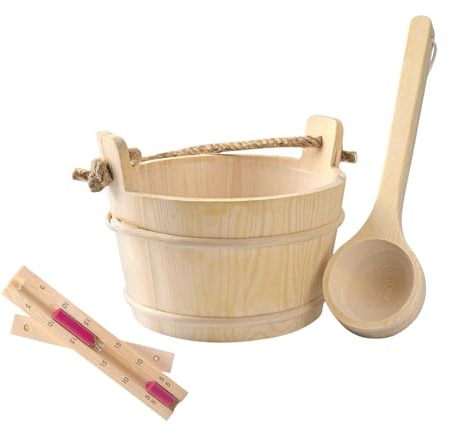 Aymzbd Barril de Madera Y Cucharón 4L 4L Batón de Baño de Gran Capacidad Sauna Portátil