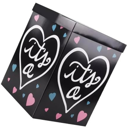 Hemobllo Scatola Pieghevole per Rivelazione del Sesso del Scatola di Carta Decorativa per Feste Shower Contenitore Nero per Palloncini Compleanno Maschio Femmina